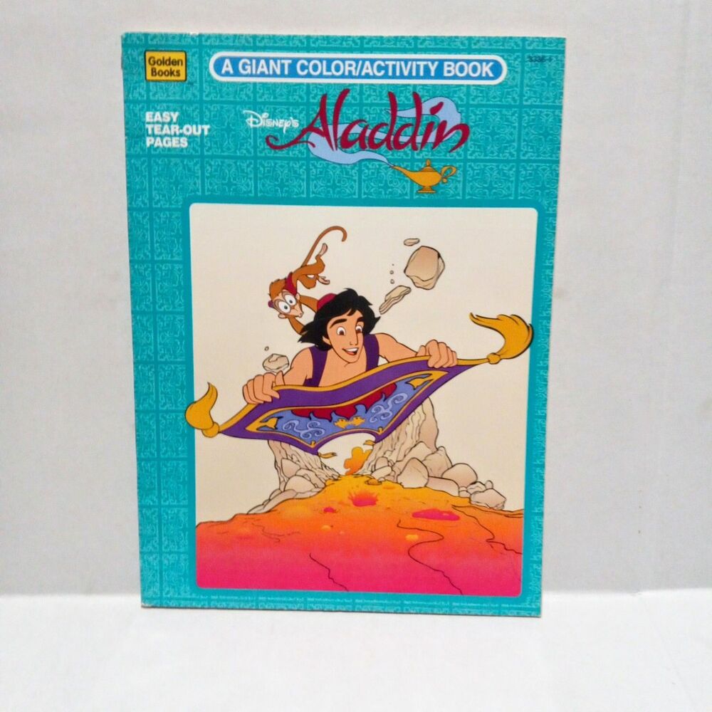 Vintage Disney Aladdin Coloring Activity Book-Golden Books-1992-Uncolored-33361